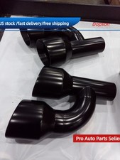 Opened Box 2x Black Quad Bevel 4 Out Exhaust Tips 2.5 2-12 Offset Dual Wall