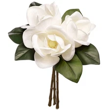 3 Stems Real Touch Creamy White Southern Magnolia Flowers, Artificial Realist...