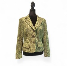 90s Vintage Harold's Green  Brown Paisley Cotton Blazer Size M