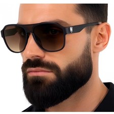 Square Sunglasses Shield Flat Top Style Fashion Shades Men Brown Lens Lentes New