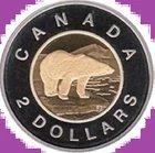 1996 Canada PROOF Two Dollar FIRST CANADIAN Toonie Coin $2 Polar Bear Toon. UNC