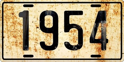 Dodge, Ford or Chevrolet antique vehicle 1954 Weathered License plate