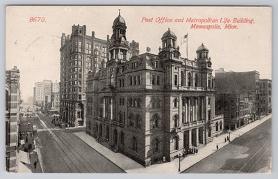 Post Office & Metropolitan Life Building Minneapolis Minn Postcard