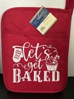 Let’s Get Baked Christmas Red Pot Holder With Pocket