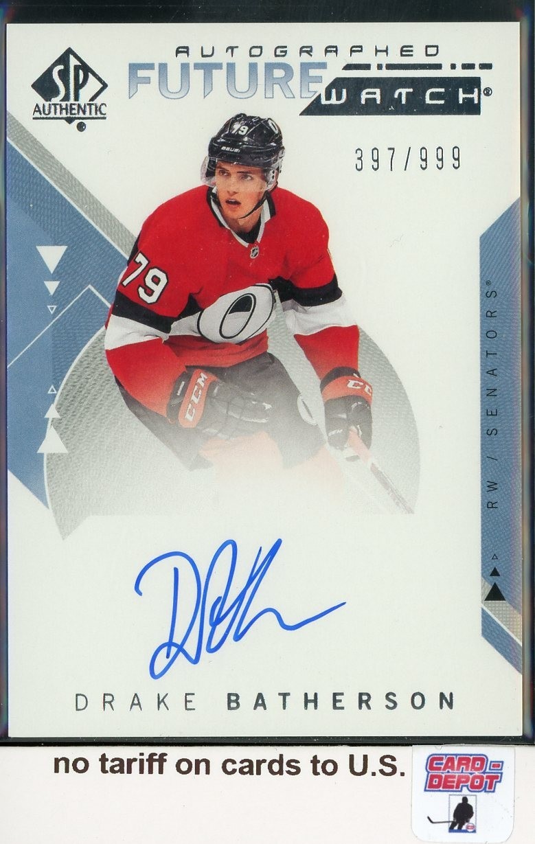 2018-19 SP Authentic Future Watch #218 Drake Batherson Autograph RC 397/999