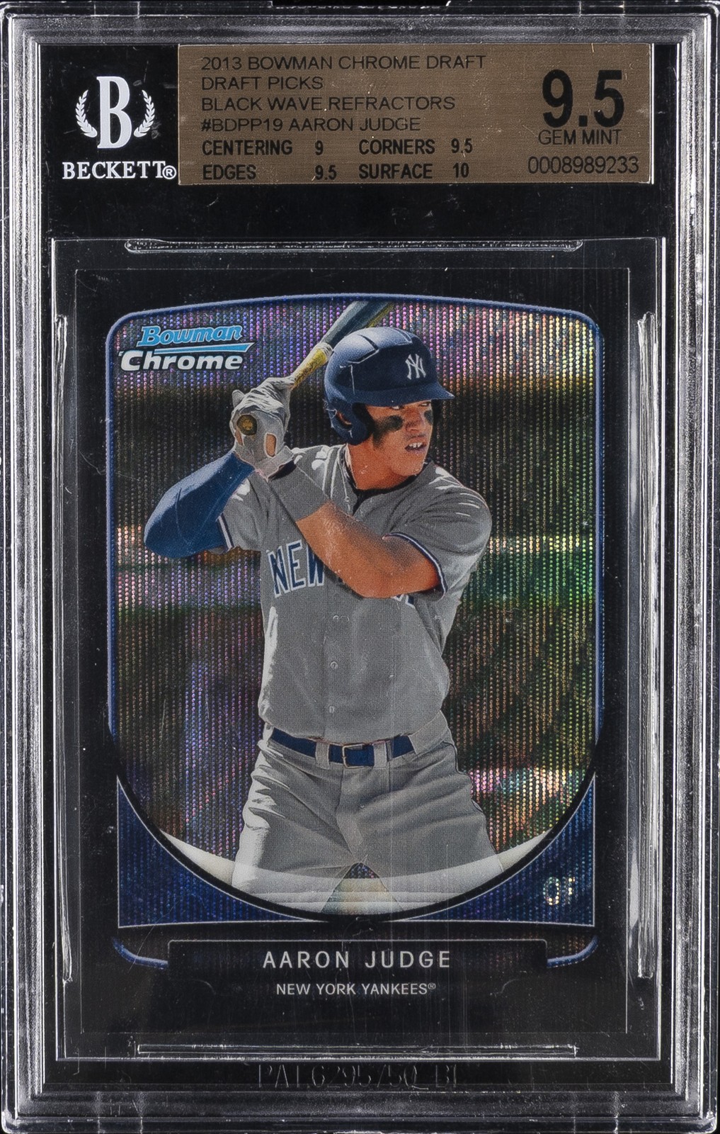 2013 BOWMAN CHROME DRAFT DRAFT PICKS BLACK WAVE REFRACTORS AARON JUDGE BGS 9.5