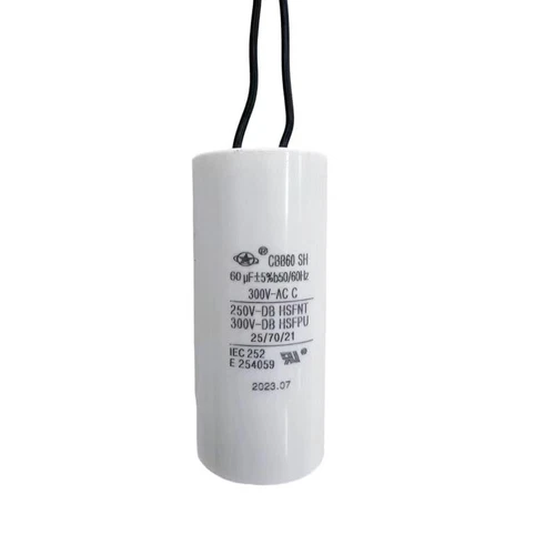 CBB60 Operating Capacitor 60uF 300V AC 2-Wire 50/60Hz Cylinder 41x94mm Used