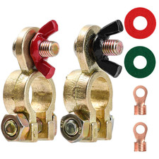 1 Pair Solid Brass Marine Battery Terminal Connectors Top Post for 12V 24V Autom