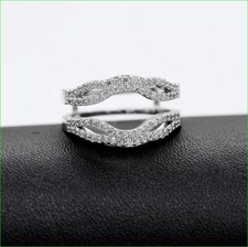 1Ct Round Simulated Diamond Enhancer Wedding Ring Guard 14K White Gold Plated