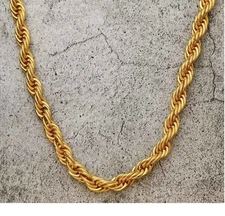 Real 18K Yellow Gold Filled Hypo-allergenic 22inch 4mm Wide Rope Chain Necklace