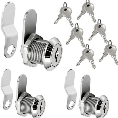 3 Packs Cabinet Locks with Keys 5/8'' Cam Lock Keyed Alike Tool Box Lock for Cabi