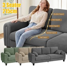 3 Seater 215cm Fabric Upholstered Sofa Modern Couch Seats Settee with Pillows