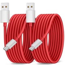 APAPATEK for Oneplus USB C Cable 80W, 2-Pack 6.6ft 10A A to 6.6 feet, Red