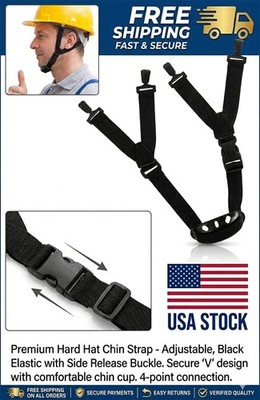 Hard Hat Chin Strap with Black Elastic Strap Adjustable Safety Universal Chin