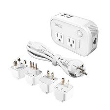 220V to 110V Travel Voltage Converter, 4-Port USB Adapter for Hair Tools, Univer
