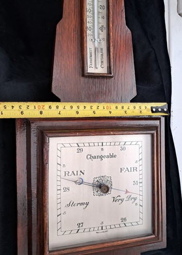 Barómetro antiguo. Predictor de clima Art Deco colgado en la pared cara cuadrada de 26,4" de 1930 - Imagen 14 de 17