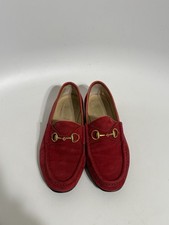 Vtg Gucci Red Suede Horsebit Loafer Shoes 36