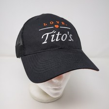 Love, Tito's Vodka Austin Texas Black Mesh Back Adjustable Snap Baseball Cap Hat
