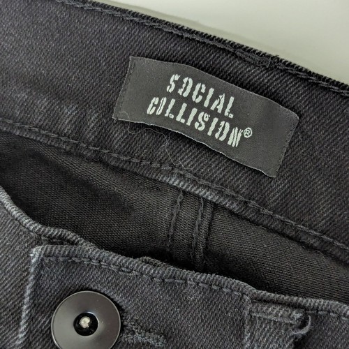 Social Collision Black White Plaid Patch Stinger Jeans Skinny Grunge Hot Topic - Picture 4 of 5