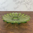 Sunflower Celestial Green Glass Vintage Federal Glass Plate Platter