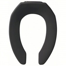 2P889 BEMIS 1955CT-047 Black Toilet Seat Elongated Black Open Front