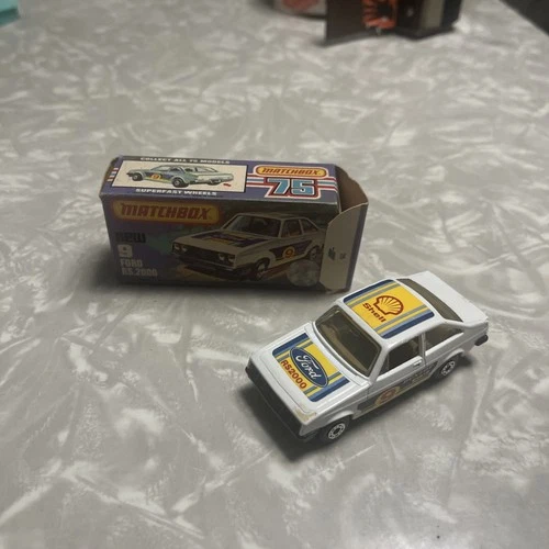 Matchbox Lesney Superfast SF9 Ford Escort- white, AMBER WINDOWS, boxed