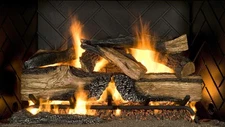 Country Split Oak Vented Dual Burner Log Set for Natural Gas Fireplace, 24-Inch
