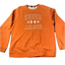 Under Armour Sweatshirt Mens XL Orange Pullover Crew Neck Long Sleeve Logo