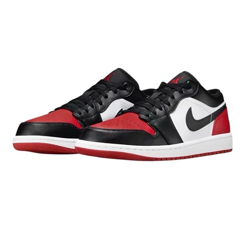Mens Size 11 - NEW Nike Air Jordan 1 Low Bred Toe 2.0 Gym Red Black 553558-161