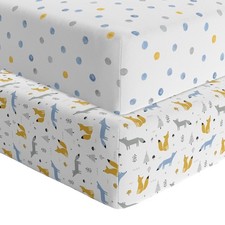   2-Pack Fitted Crib Sheets - 100 Cotton - 52" x 28" x 9" for Standard Crib ...