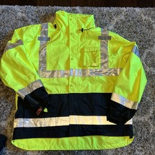 Tingley J24122 Icon Rain Jacket, Class 3, Type P, Black/Yellow Green, 2XL NWOT