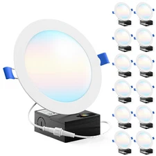 Sunco 12 Pack 6 Inch LED Recessed Light, Canless Ceiling Lights Slim with Jun...