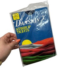 Danskin VTG 80s Stirrup Tights Seamless Dance Exercise NEW Navy Blue Size A