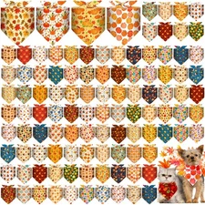 120 Pcs Christmas Dog Bandanas Bulk Thanksgiving Day Holiday Triangle Dog Pac...