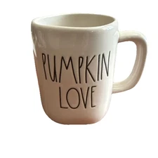 RAE DUNN Ceramic Mug Cup w "Pumpkin Love" Text - Artisan Magenta / Fall / HLWN