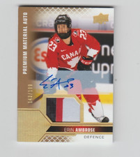 Erin Ambrose 2022 Team Canada Juniors Premium Signatures Patch Auto # 143/199