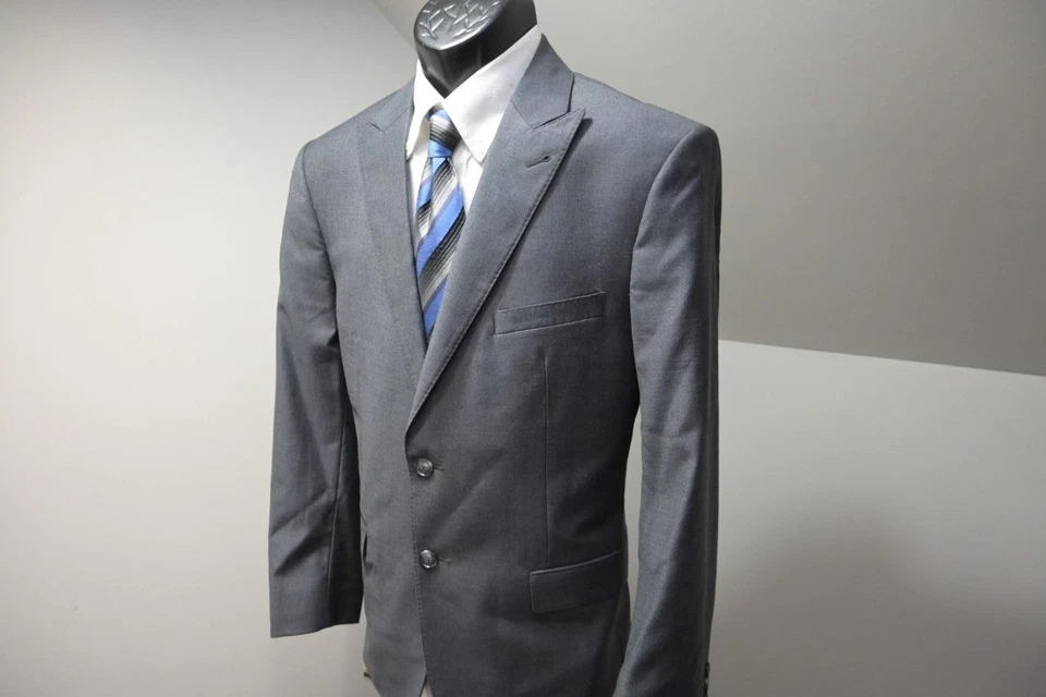Костюм Jos A Bank приталенный 100% шерстяной серый 2 предмета брюки куртка мужская 36w 42 короткие - Изображение 3 из 4