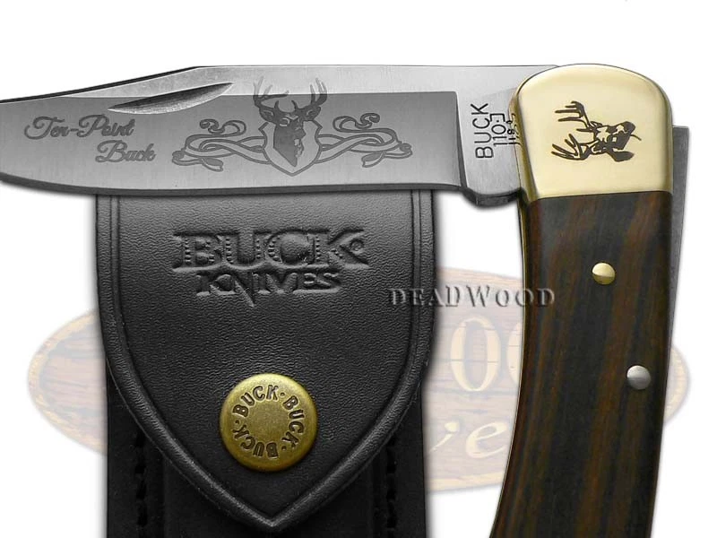 Buck 110 折叠猎人刀十点巴克乌木不锈钢口袋刀 — 第 2/4 张图片
