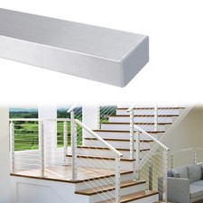 6'6" Stainless Steel Handrail Brushed Rectangular Handrail Top Rail Cable Rai...