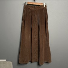 VTG Ralph Lauren Corduroy Maxi Skirt Sz 4 Brown Long Belt Loops Pockets Cotton