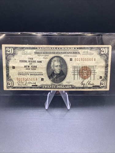 1929 $20 New York, NY Federal Reserve National Currency Bank Note