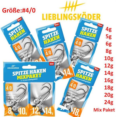 Lieblingsköder SPITZE HAKEN Jig Gr. #4/0  6g 78g 10g 12g 14g 16g 18g 20g 24g Mix