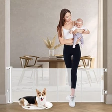 Reinforced 24 Inch Tall Retractable Baby Gates for Dogs, Short Dog Gates to S...