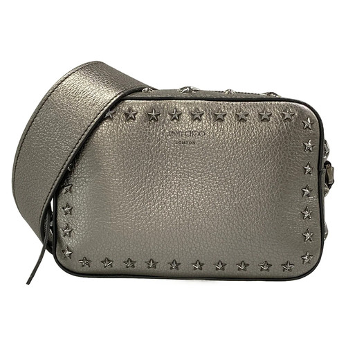 JIMMY CHOO Pegasi Camera Bag Silver Leather Shoulder Bag