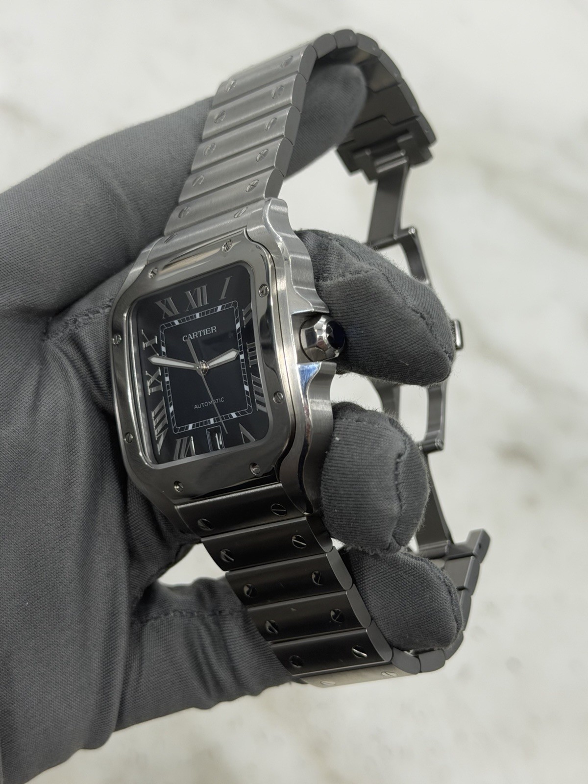 2023 Cartier Santos de Cartier Steel Blue Dial 39.8mm Auto Mens Watch WSSA0030 image 6