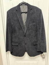 Calvin Klein By Macy s Mens 2 Button Black Corduroy Sport Coat Blazer 44R H-6
