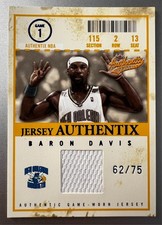 Baron Davis 2004-05 Fleer Authentix Basketball Patch Orange #JA-BD Hornets /75