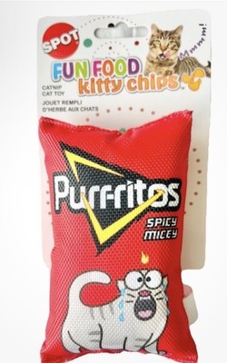 Spot Crinkle Purr-ritos Spicy Micey Catnip Toy Fun Food Kitty Chips Play Pets