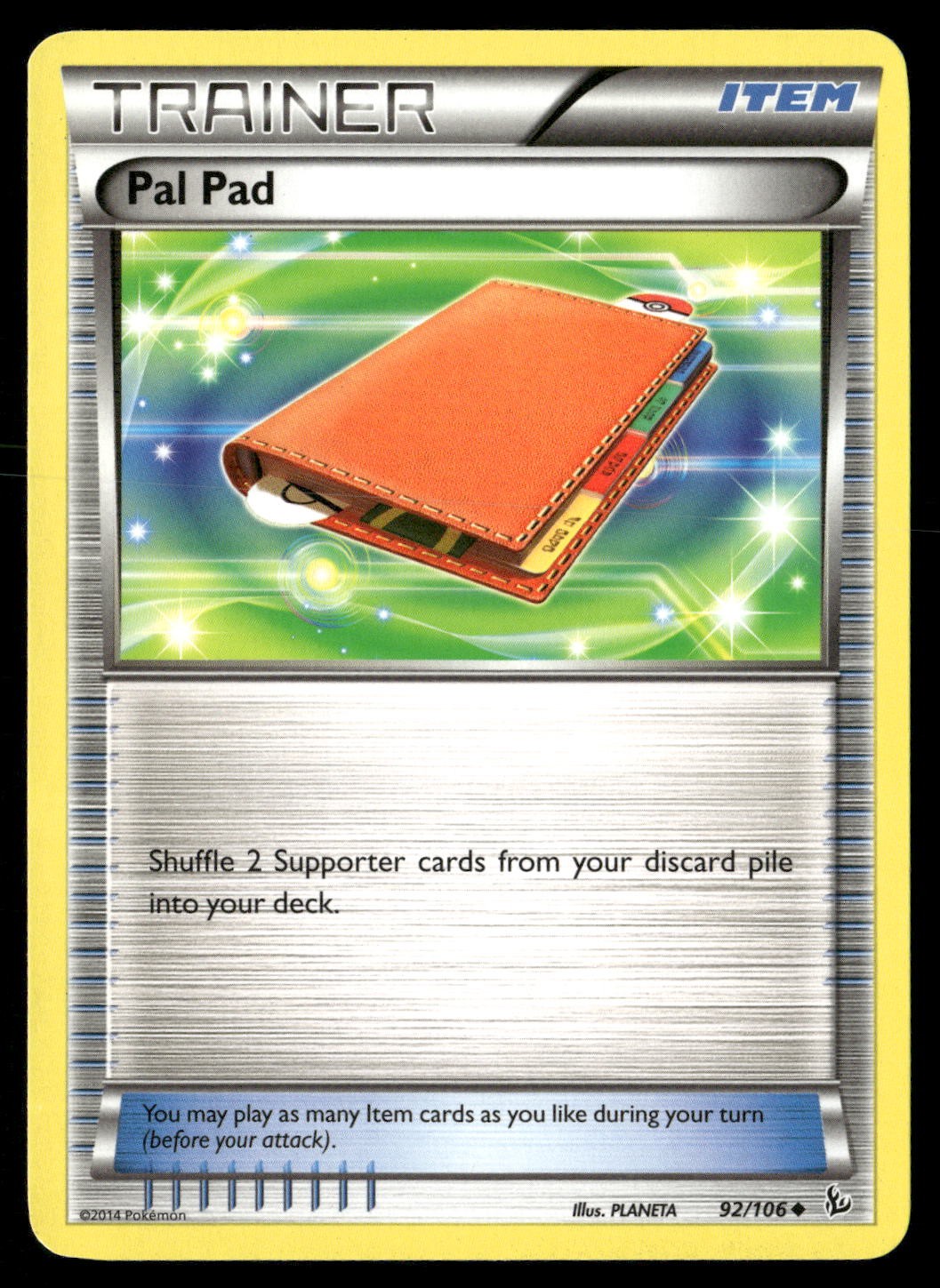 Pal Pad 92/106 Uncommon Flashfire Pokemon Moderately Played