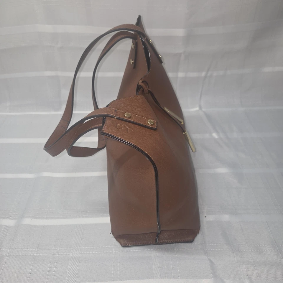 Calvin Klein Brown Leather Tote Bag Gold Hardware Shoulder Purse Large 16” - Image 4 of 4